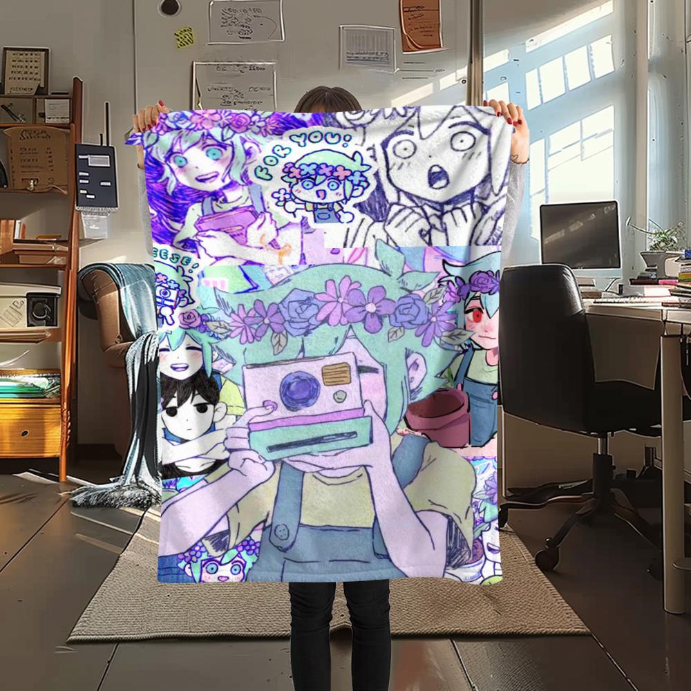 1 ks Deka z flanelu s potiskem hry Omori 6, Vysoká kvalita, Pohodlná pro všechna roční období, Domácí dekorace, Teplo a pohodlí, Perfektní pro vánoční dárky101