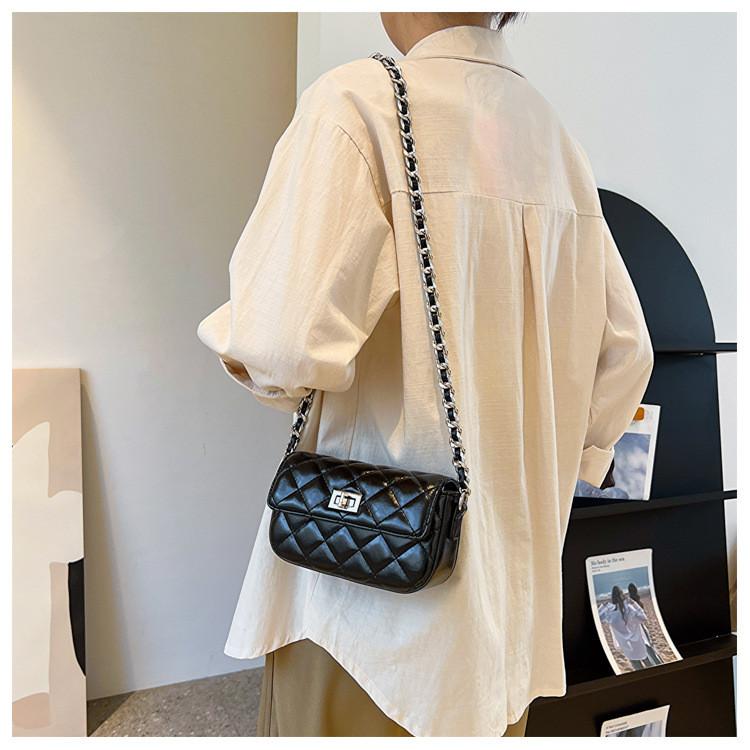 IELGY Diamond Chain Small Square Bag Niche Texture All-Match One-Shoulder Messenger Bag