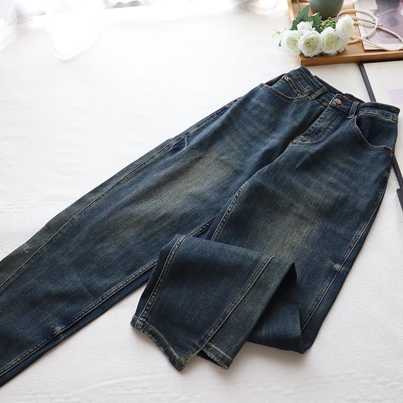 

2025 Korean Style High Waist Slim Fit Textured Niche Banana Jeans for Women S