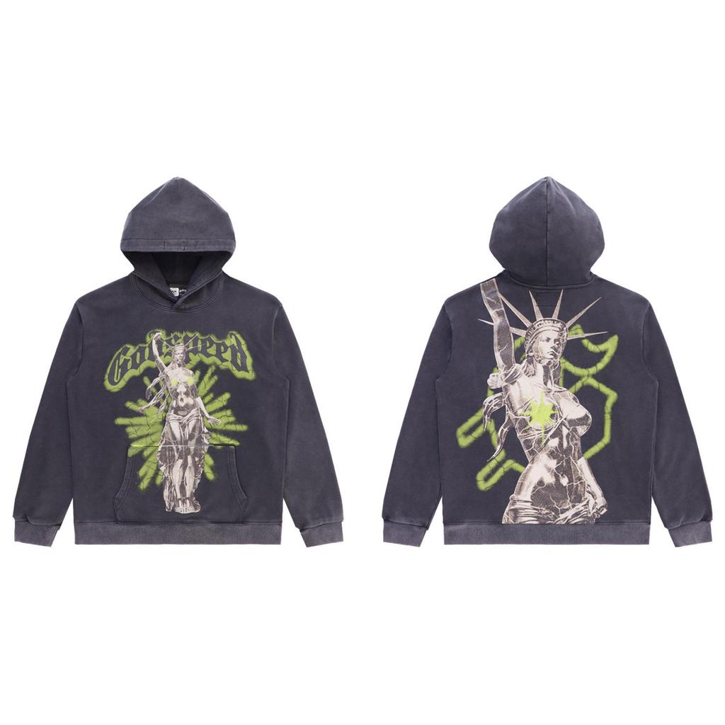 American Trendy GD Rock Retro Distressed Hoodie - Autumn/Winter Fashion