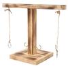 Wooden Hook Ring Game for Adults Kids Yard Games Outdoor Indoor Toss Game Toy for Home Party Square Base 5 Holes Black