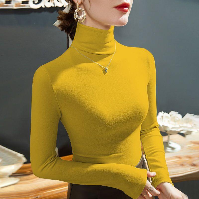 

Зимняя женская теплая блузка, водолазка, пуловеры, рубашка с толстым дном для женщин 3XL жёлтый