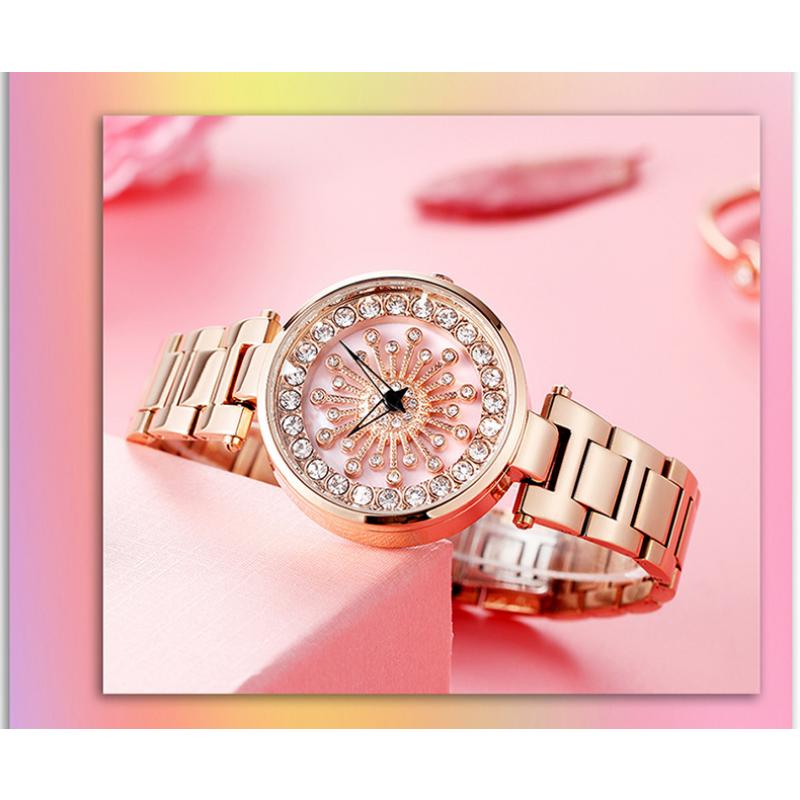 SANDA Luxus Damen Armbanduhren Mode Elegante Damenuhr Edelstahl Wasserdicht Weibliche Sternenhimmel Armbanduhr Damengeschenk