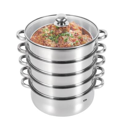 5vrstvý napařovač z nerezové oceli o průměru 28 cm pro vaření v páře, nerezové nádobí na vaření v páře, ocelový koš na zeleninovou polévku s víkem