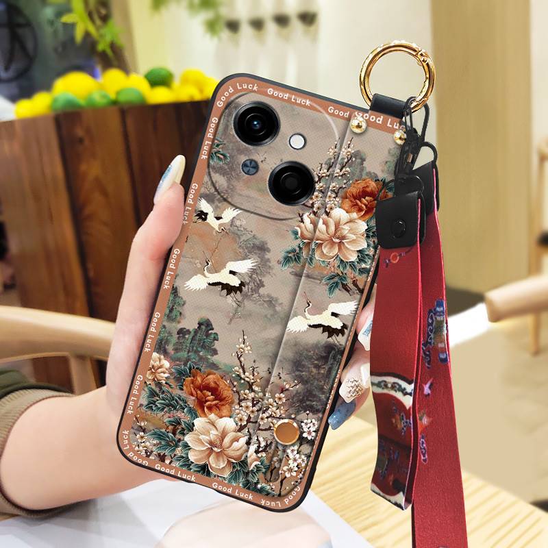 Dirt-resistant Wrist Strap Phone Case For Tecno POP9 4G/Spark GO 1/KL4 Anti-knock Anti-dust Soft case Durable Lanyard