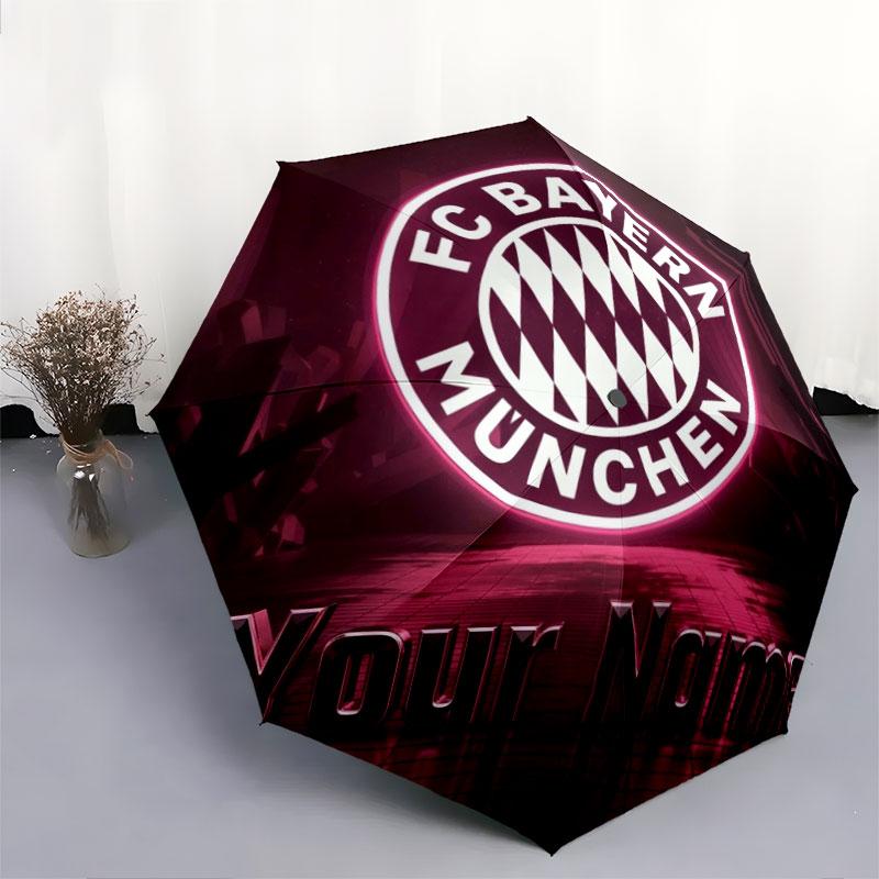 1 PC Automatic Folding Umbrella - FC Bayern Munchen Custom Name Pattern, Portable & Foldable Design with 8 Ribs, Christmas Birthday Gifts