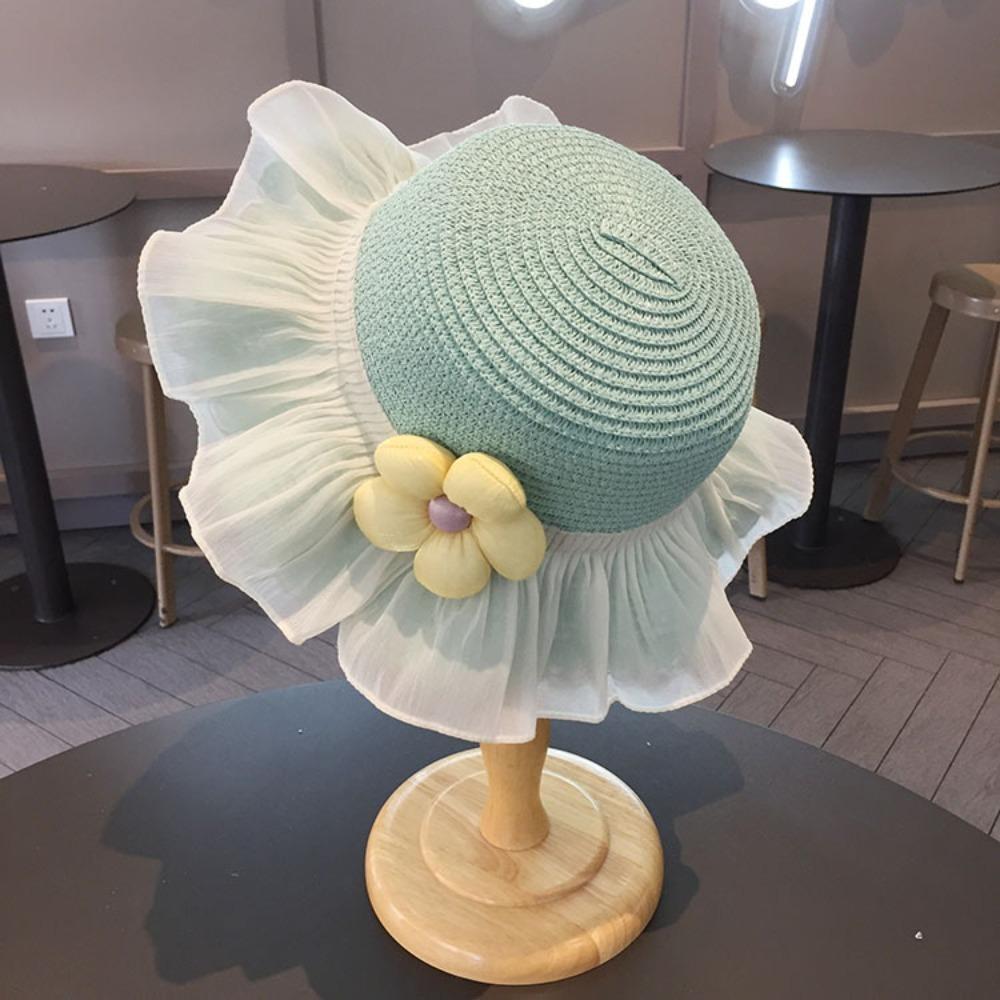 

Солнцезащитная детская соломенная шляпа-сумка с большими полями, пляжная шляпа, модная шляпа от солнца для детей, девочек Blue hat