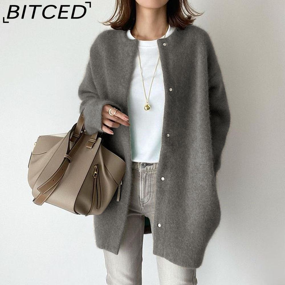 BITCED Women's 9-Colour Autumn Ultra-Soft Knit Cardigan Slim-Fit Design, Artistic Aesthetic Niche Loose-Fit Jacket