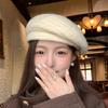 Polyester Women Knitted Beret Hat Spring Summer Girls Vintage Beret Hat  Casual Wear