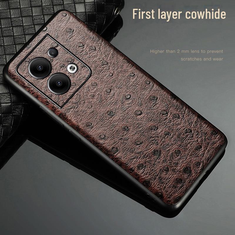 OPPO Reno8 8PRO Genuine Leather Ostrich Pattern Case - All-Inclusive Reno8Pro+ Protective Cover