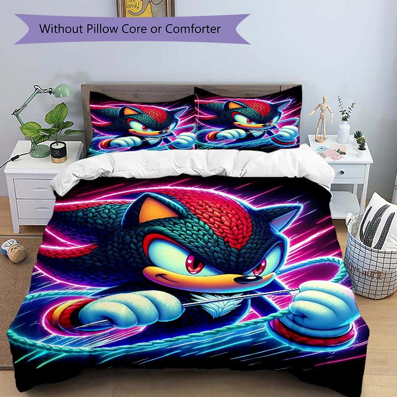 3pcs bedding set Shadow Sonic Includes 1 Comforter + 2 Pillowcases, Without Pillow Inserts, Soft Comfortable, Lightweight Breathable, Printe