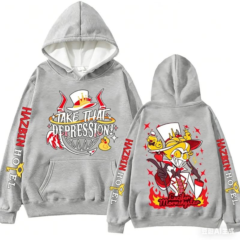 Popular Anime Pattern Hoodie For Men Women Hazbin Hotel Hooded Sweatshirt Trend Street Unisex Clothes Fashion Clothing