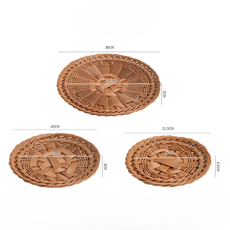 Imitation Rattan gewebter Korb für gedämpfte Brötchen, Snackteller, Speiseteller, Obstteller, Restaurant-Spezialgericht, Teller, frittierter Snackkorb