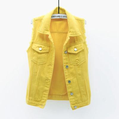 Spring Summer Color Denim Vest Women's Short Korean Loose Long Sleeve Jacket Student Top