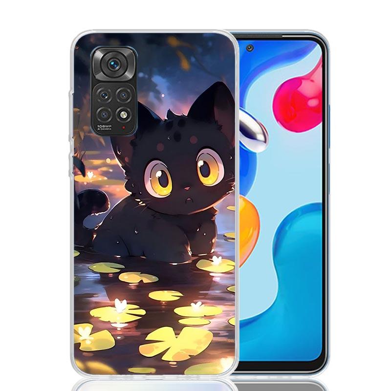 Cartoon Cute Cat Fish Aesthetic Phone Case For Xiaomi Redmi Note 14 13 12S 12 11S 11T 11E Pro Plus 10S 10 Art Customized Co