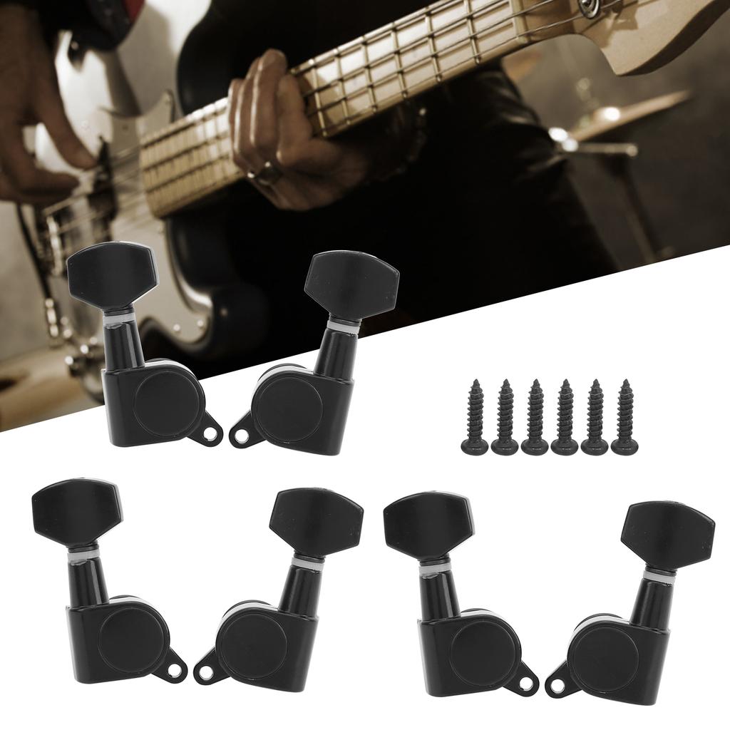 6Pcs Guitar Locking Tuners Tuning Pegs for Full Enclosed Electric Guitars AccessoriesBlack