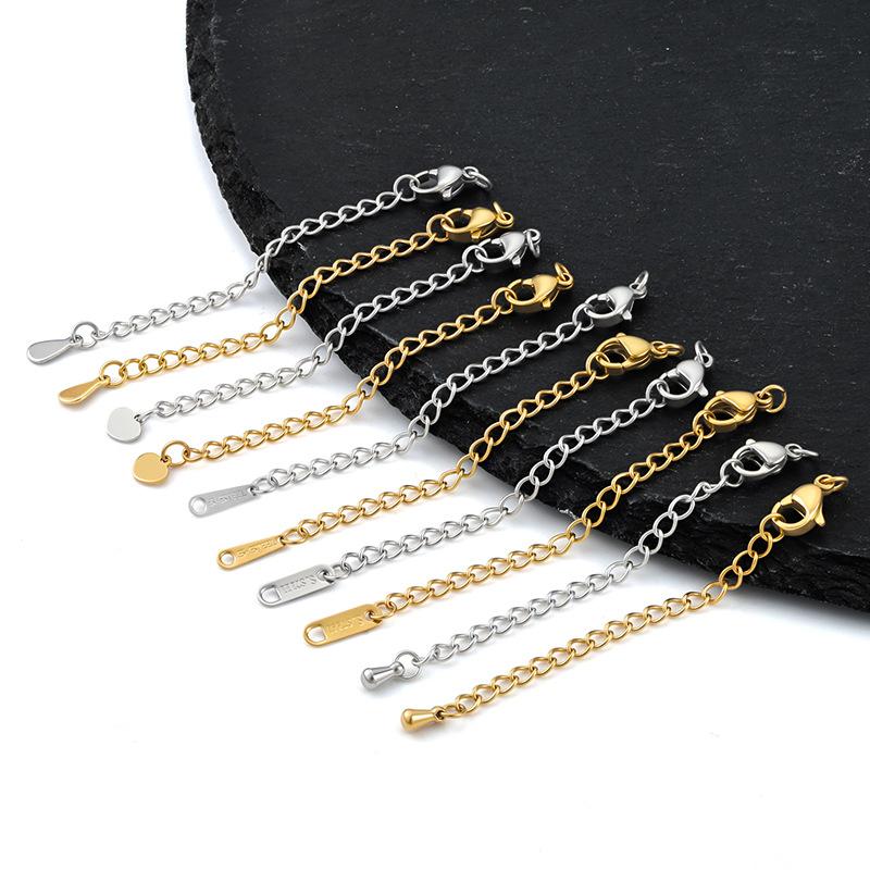 Stainless Steel Extended Chain Water Drop Tail Chain Love Tail Chain Vacuum Furnace Electroplating Necklace Bracelet Diy Jewelry