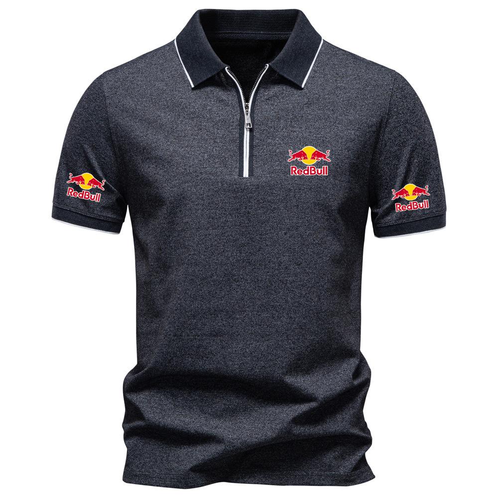 Red Bull Spring/Summer New Men Collar Zipper Polo Shirt Business Casual Men Short Sleeve Polo S