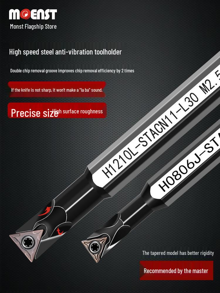 90° High-Speed Steel CNC Boring Bar & Flat Bottom Tool Holder for Planar Lathe