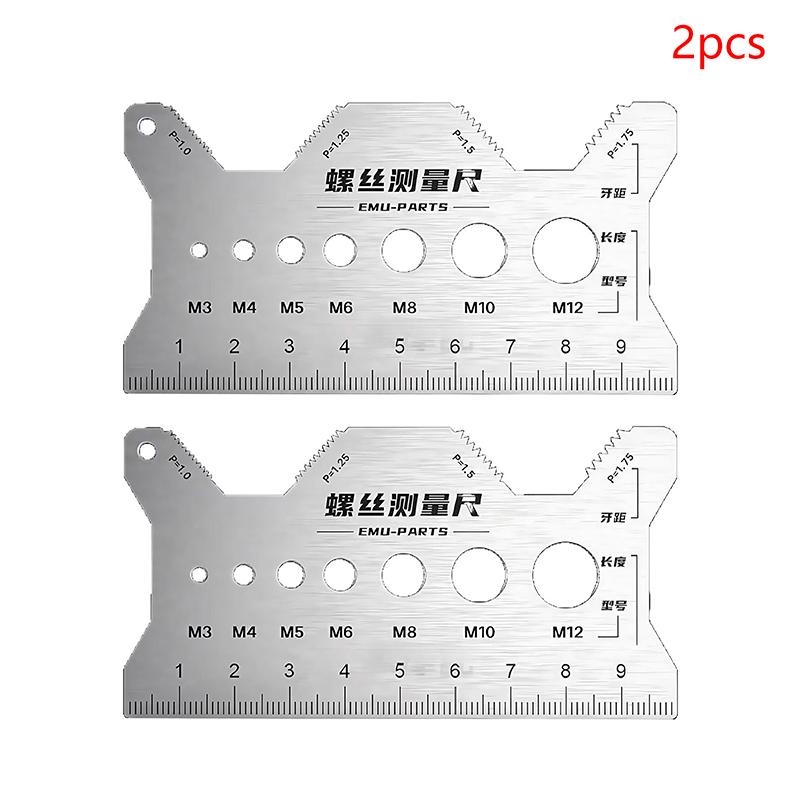2/5/10Pcs Stainless Steel Bolt Gauge Thread Checker Flat Double-Sided Screw Measuring Device For Pattern Jewelry Watch