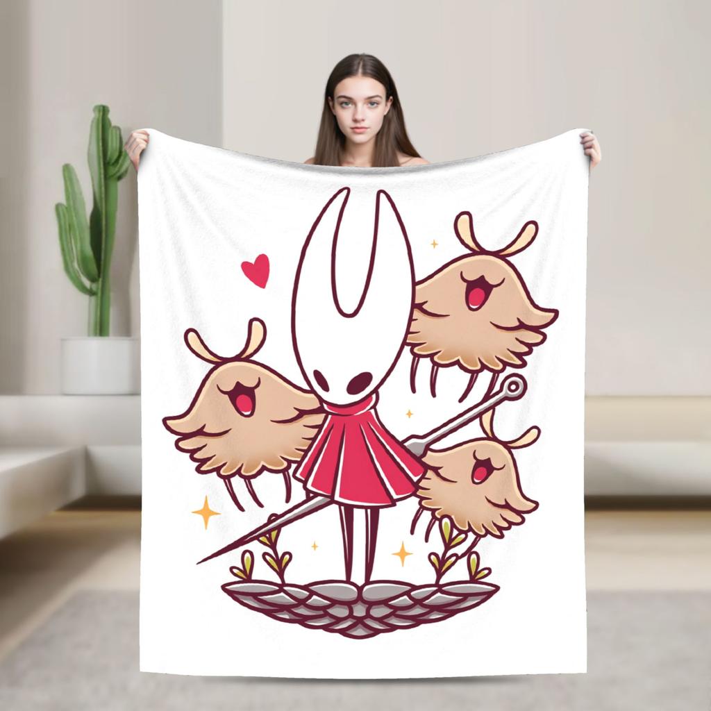 Hollow Knight Silksong Blanket Warm Soft Pattern Plush Throw Blanket For Girls Boys Couch Bed Flannel Bedspread Bed Cover