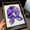 Hangzhou Silk Women Romantic Purple Printed Scarf 100% Mulberry Thin Decorative