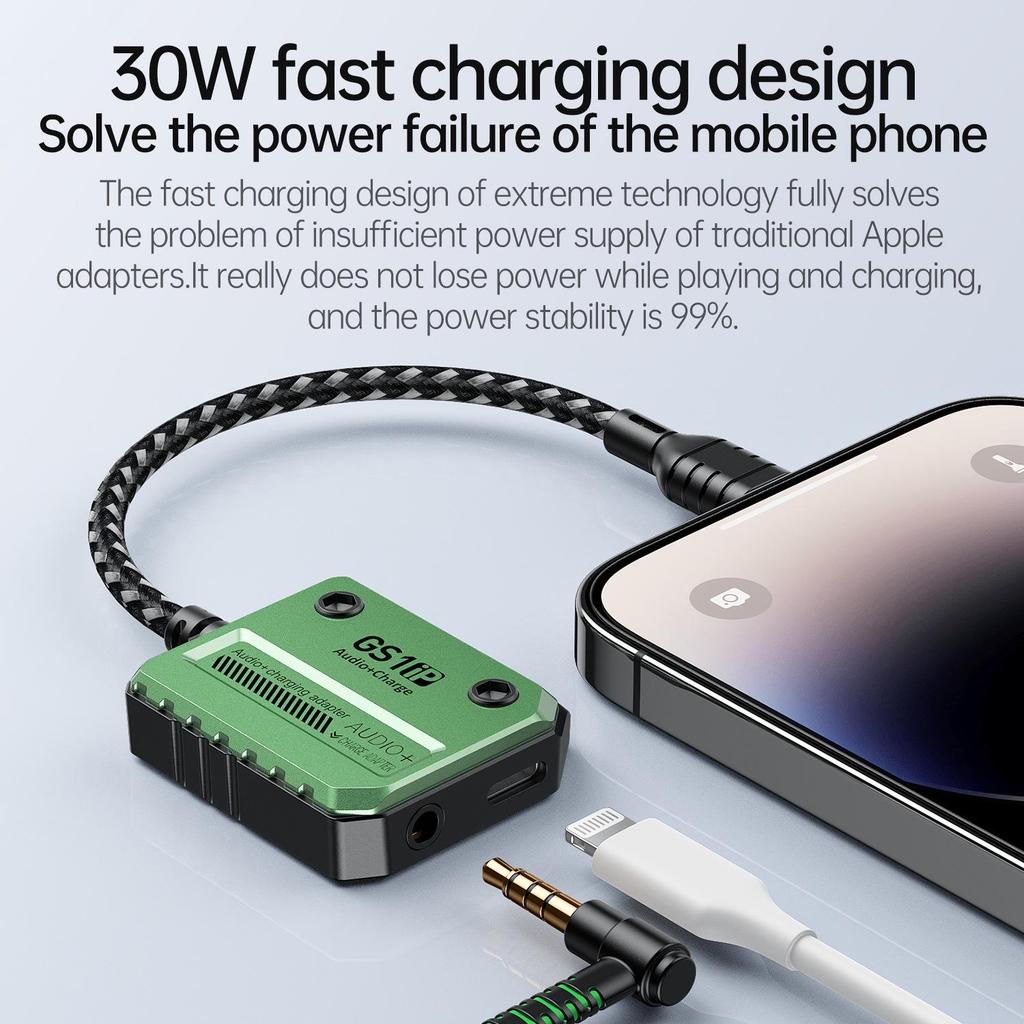 Pu Ji GS1 Sound Card: 2-in-1 Lightning Converter for Mobile Gaming