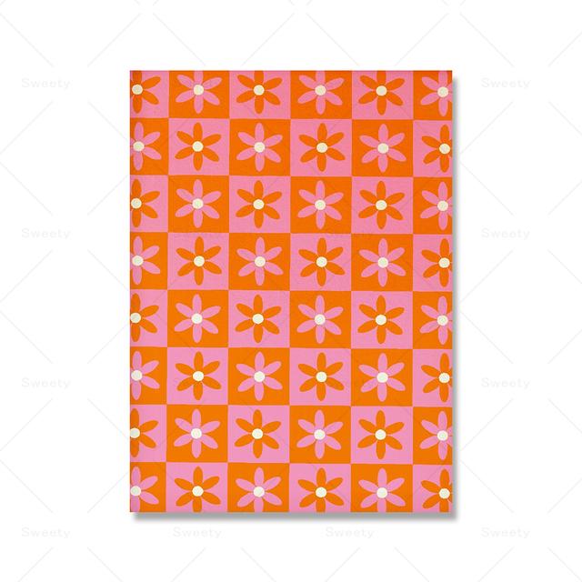 

Розовые и оранжевые постеры, настенная живопись для общежития, цветы, яркая эстетика 70-х годов, скандинавская картина для гостиной, украшение для дома 21cm×30cm NoFrame