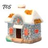 Miniature House Ornament Christmas Figurine, Resin Snow Village Statue, Tiny Winter Home Decor for Fairy Garden, Moss Landscape, Potted Plant