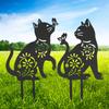 Garden Animal Silhouette Stakes Cat Chicken Iron Metal Statues Decorative Lawn Yard Outdoor Finish Hollow out Stakes
