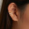 3pcs Dainty Zircon Ear Clip Set for Women Fashion Chain Type Non Piercing Gold Plated Ear Cuff Vacation Jewelry Banquet Gift New