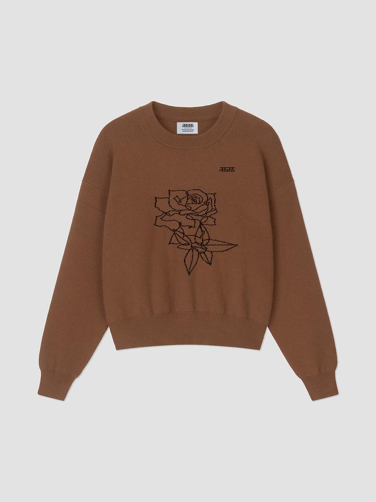 Aenhacheu Rose Sketch Round Knit Brown