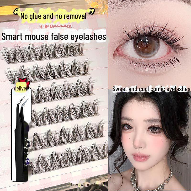 Feixi LC Glue-Free Curled Mouse Eyelashes: Natural, Playful, Cartoon-Inspired Faux Lashes for Women.
