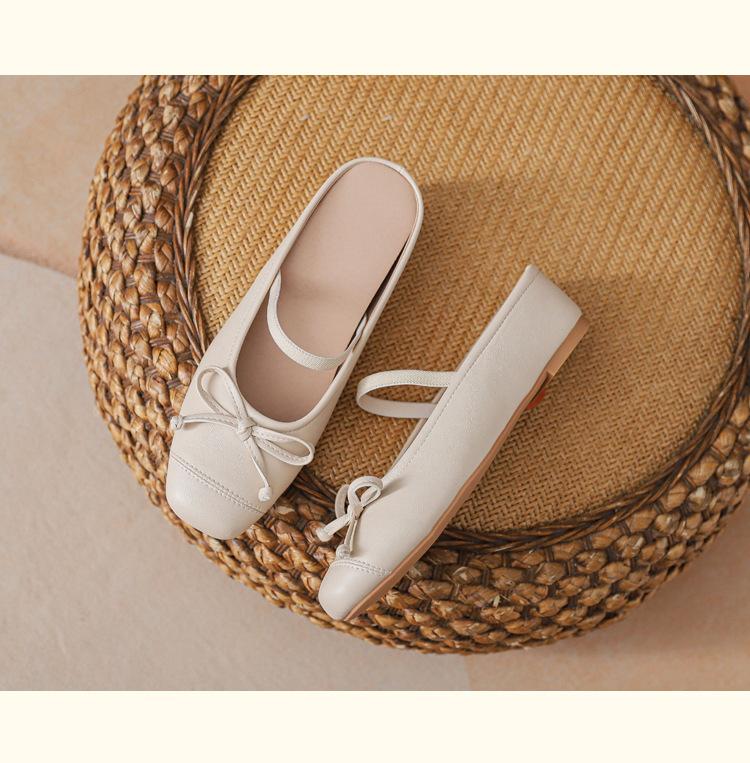 Kleine Innenhöhe erhöhen Taschenkopf Halbschuhe Damen 2024 Oberbekleidung Silber Mary Jane Feenstil Schleife coole Hausschuhe