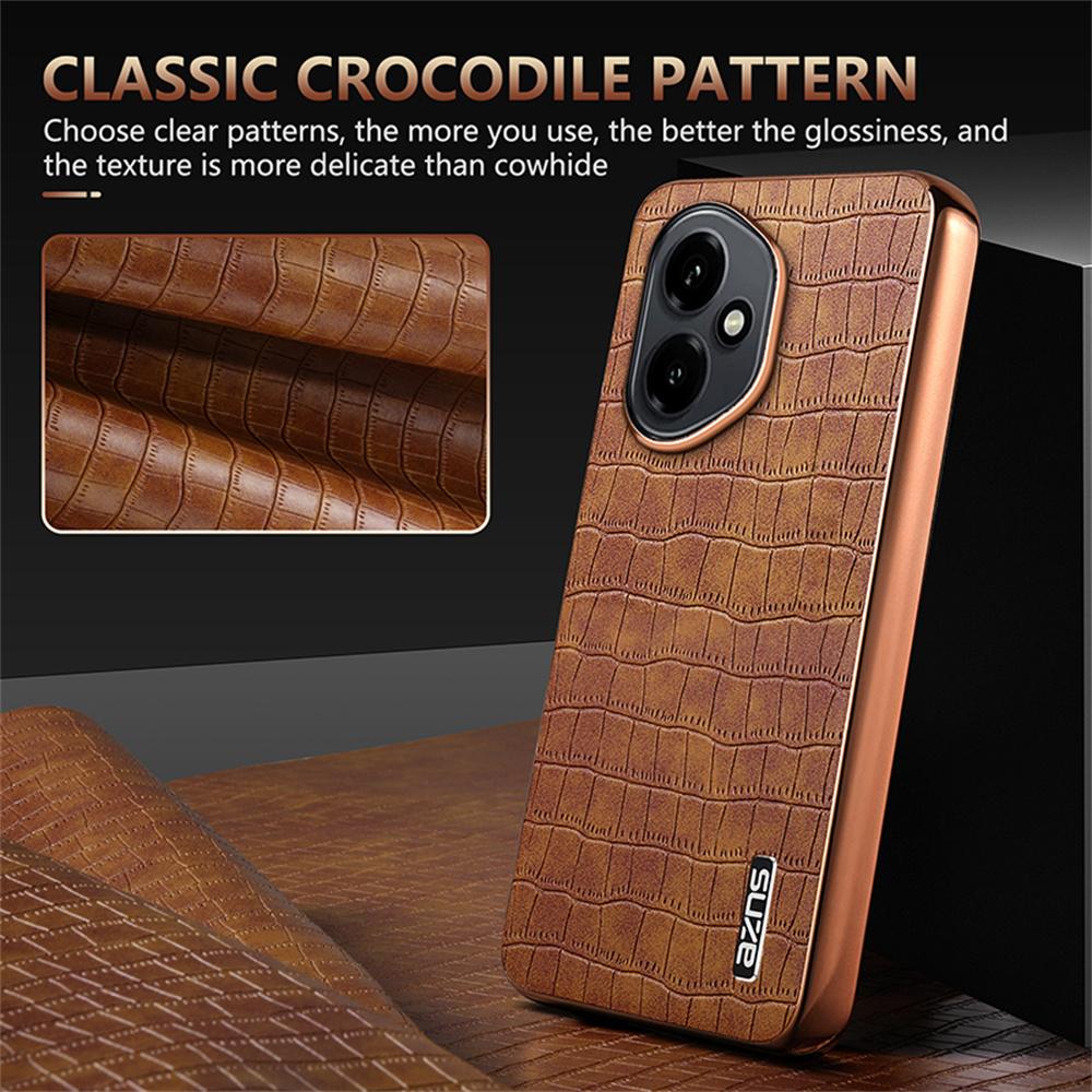AZNS For Honor 400 5G (Global) Case Electroplating Crocodile Texture PU+TPU Phone Cover