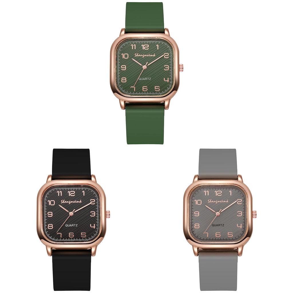 Fashion Silicone Strap Quartz Watch For Women With Mineral Glass And Square Face