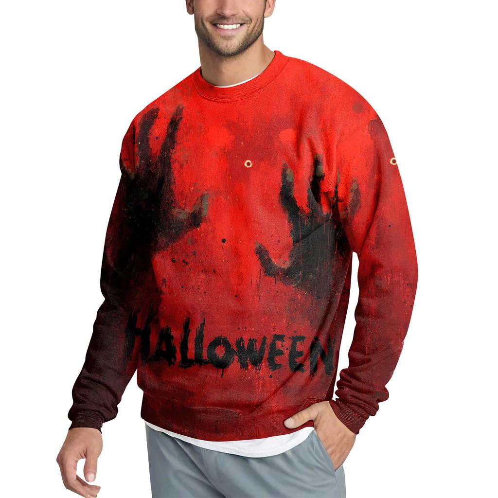 Men's Casual Fashion Printed Round Neck Pullover Sweatshirt