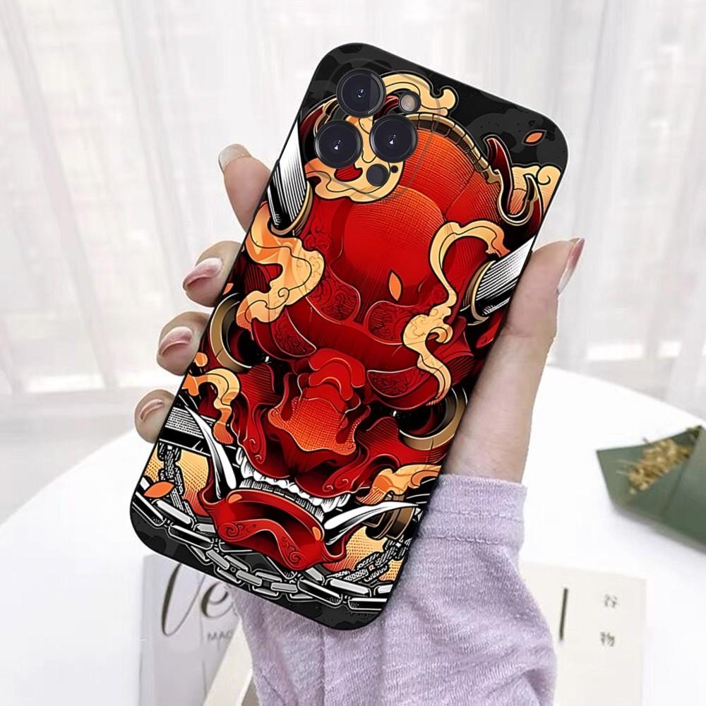 Samurai Oni Mask Phone Case For IPhone 16 15 14 11 12 13 Mini Pro XS Max Cover 6 7 8 Plus X Funda Shell