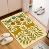 Vintage Ethnic Style Printed Carpet Symmetrical Rabbit and Bird Pattern Door Mat Cute Living Room Bedroom Entrance Carpet