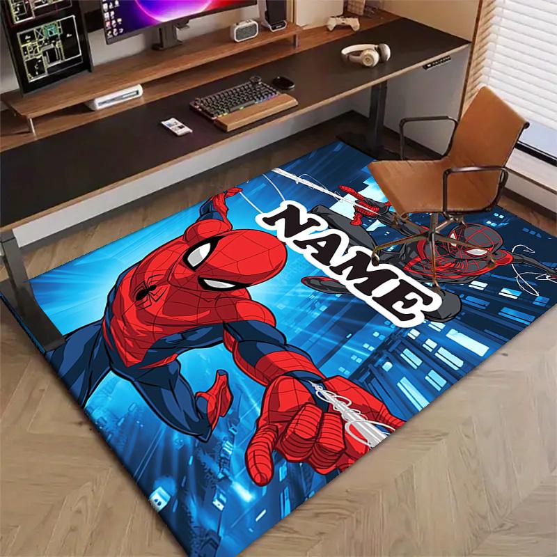 Custom Spider Man Mat Personalized Name, Polyester Washable Indoor Entryway Rug, Gift for Christmas, Easter, Thanksgiving Day