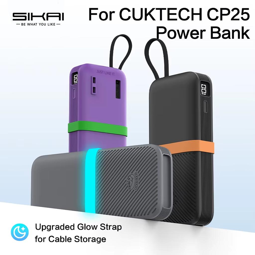 SIKAI Silicone Case For CUKTECH CP25 45W 20000mAh Power Bank Two-Way Fast Charge Self Portable Powerbank Includes Cable Strap