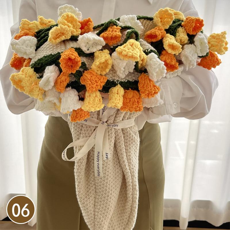 80Cm Finished Crocheted Rose Bouquet Blanket Handmade Knitted Flower Bouquet Blankets Home Decor Bed Sofa Throw Blanket Gift