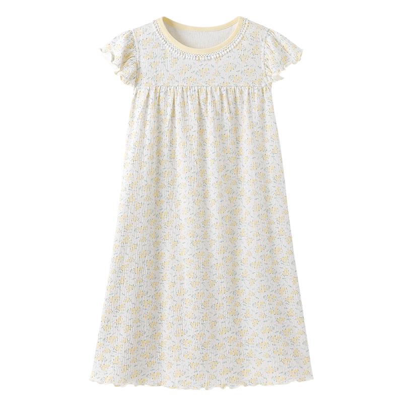 YEEHOO Girls  Short Sleeve Cotton Summer Sleep Dress 110