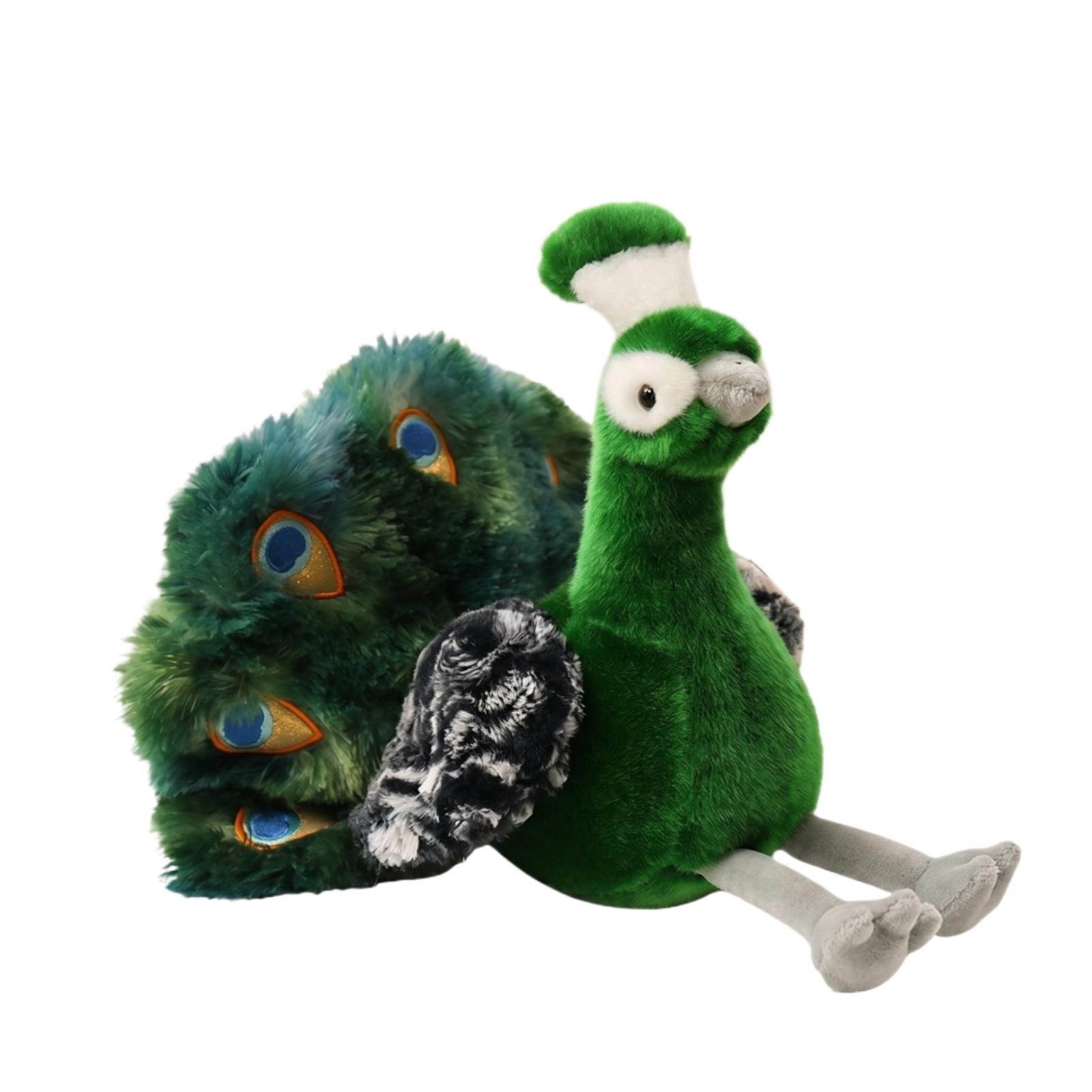 

Plush Peacock Stuffed Animal Soft Toy Sitting Position Decorative Feather Details Fabric Material for Home Office Display or Gift One Size