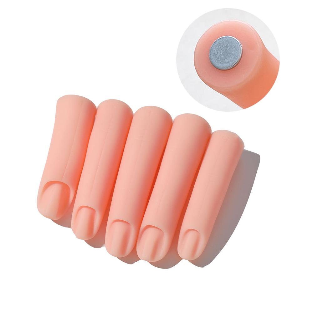 5Pcs/Set Display Stand Silicone Practice Fingers Silicone Nail Art Practice Hand  Manicure Training