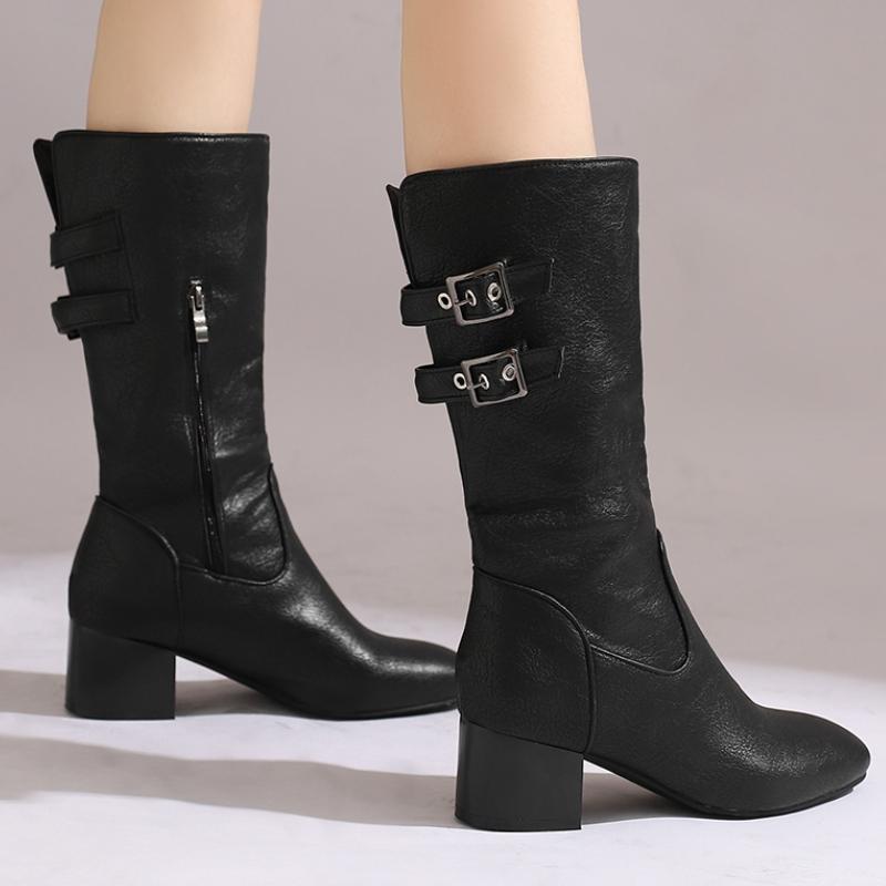 Модные женские сапоги до середины икры большого размера 45–50 — фото 4