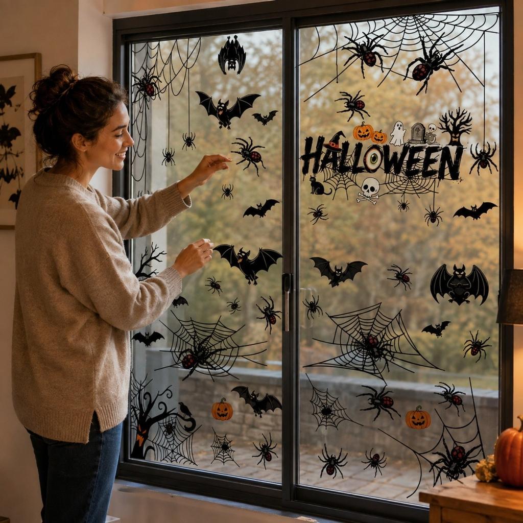 Halloween Static Cling Window Stickers Retro Decorations for Glass