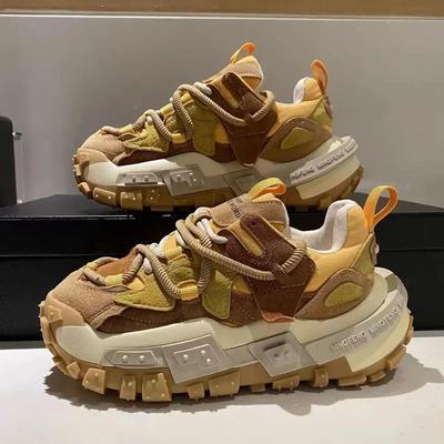 Moda 2024 Wiosna Nowe Kobieta Gruba Podeszwa Antypoślizgowe Mieszane Kolory Trampki Trend Modowy Wszechstronne Casualowe Damskie Buty Zapatillas De Mujer