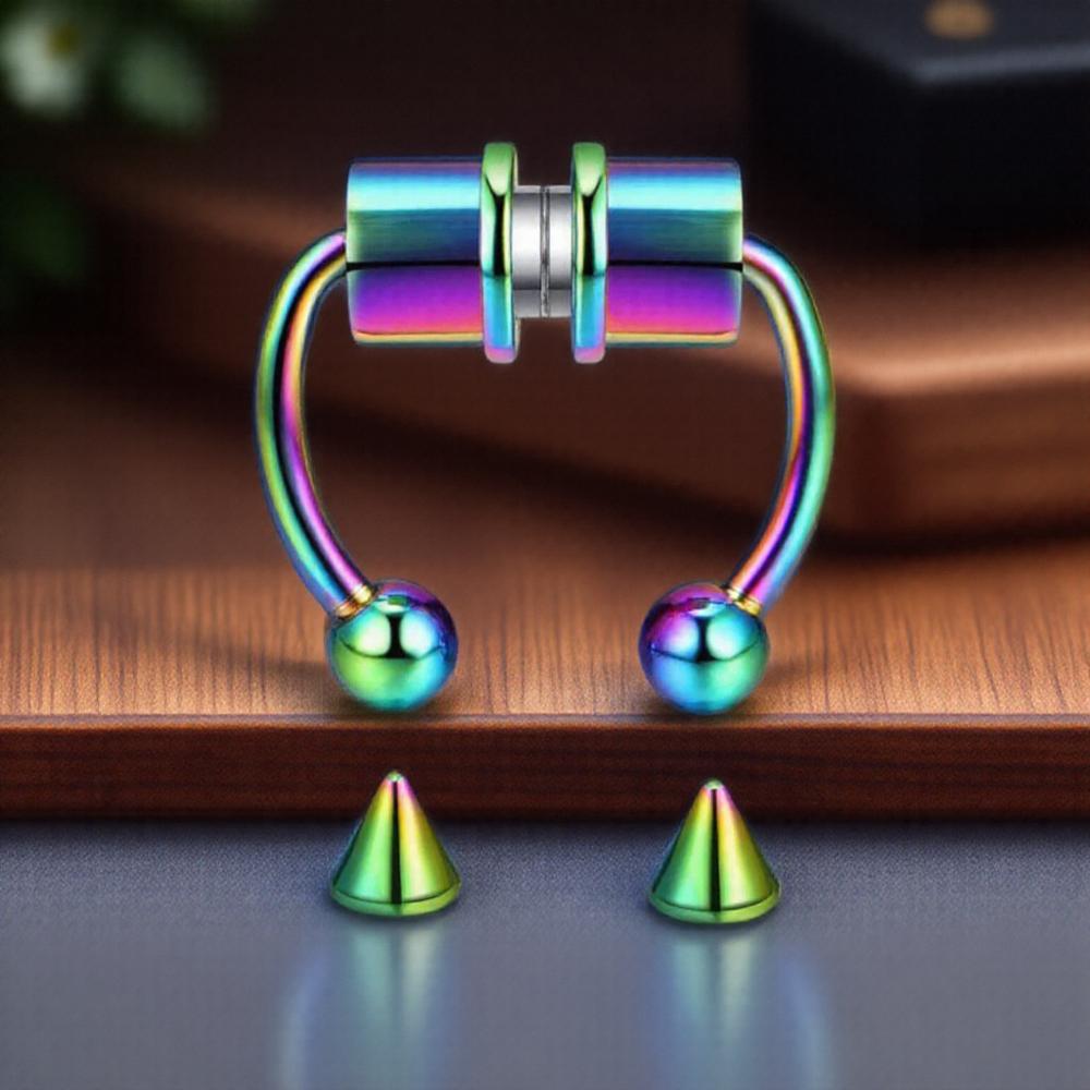 Magnetic Horseshoe Nose Rings Stainless Steel Faux Septum Fake Piercing Clip on Hoop Rings Gift for Women Girls