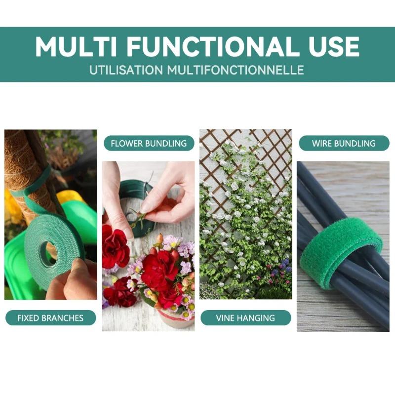 Autoadesivo Planta Nylon Cabo Braçadeira Verde Ajustável Plantas Gancho Loop Suporte Jardim Fio Bandagem Reutilizável Fixador Fita Tiras